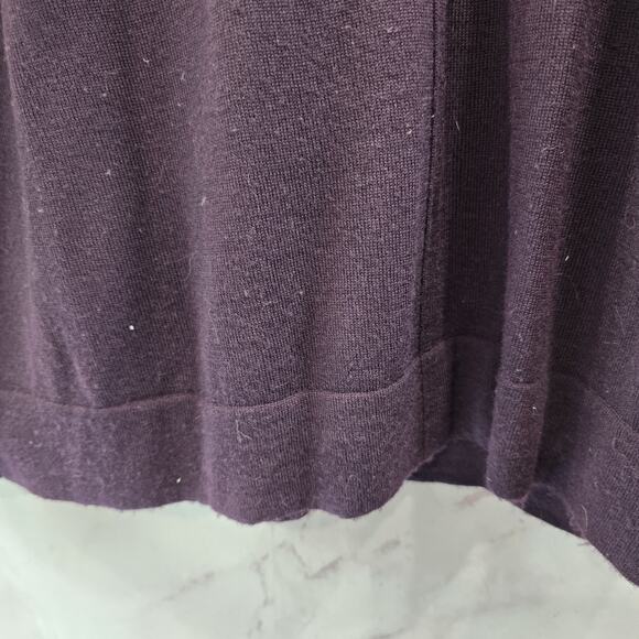 J Jill Sweater Womens Medium P Purple Eggplant Merino Wool Seam Lightweight - Picture 8 of 11